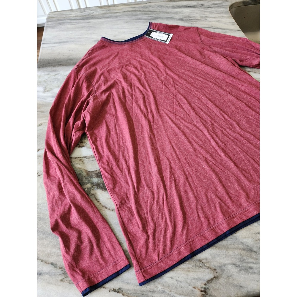 NWT Roundtree & Yorke Mens 2XT Tall Long Sleeve Soft Washed T-Shirt Red Navy NEW